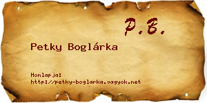 Petky Boglárka névjegykártya