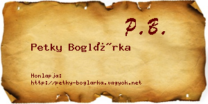 Petky Boglárka névjegykártya